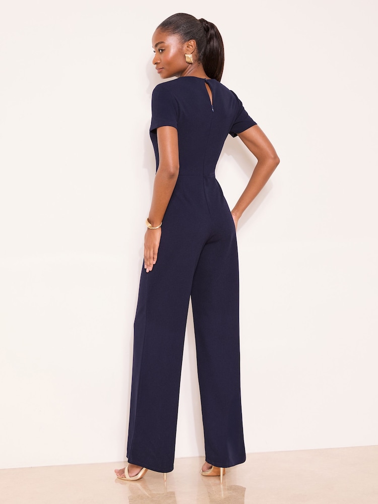 Lipsy Cobalt Blue Petite Short Sleeve Splice Jumpsuit - Image 4 of 4 Lipsy Cobalt Blue Petite Short Sleeve Splice Jumpsuit - Image 4 of 4