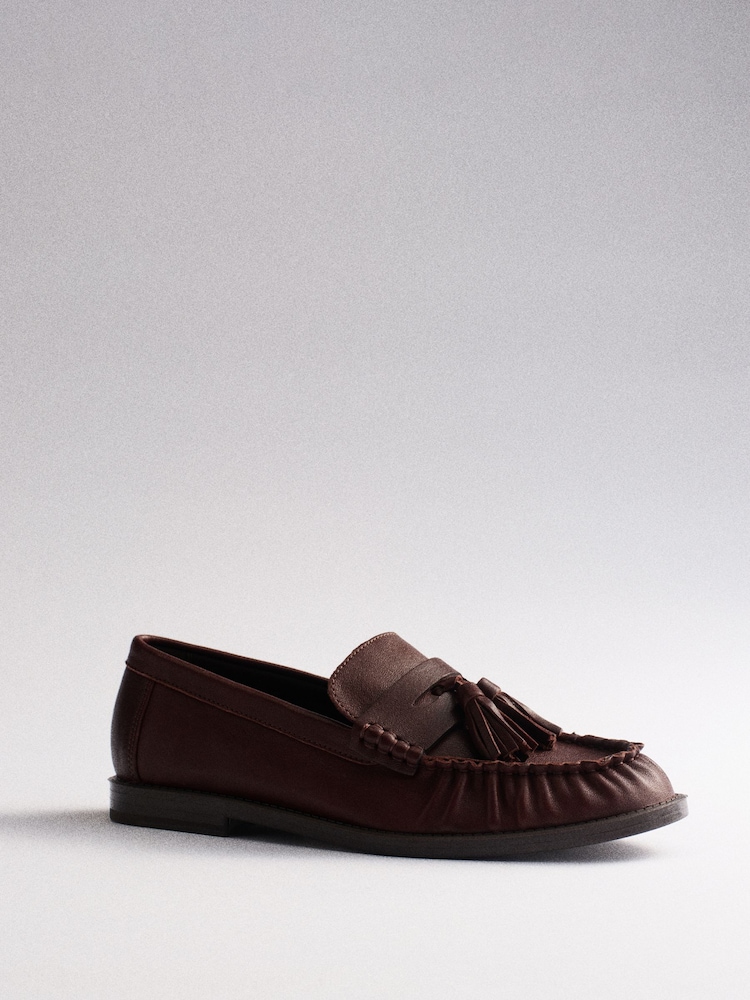 The Set Tassel Ruched Loafers Brown - Image 6 of 6 The Set Tassel Ruched Loafers Brown - Image 6 of 6