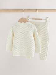 White Knitted Cardigan and Leggings Baby Set (0mths-2yrs) - Image 2 of 9