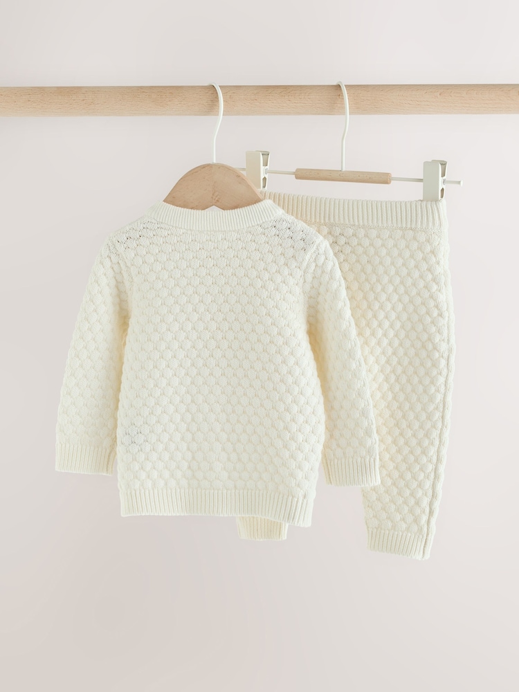 White Knitted Cardigan and Leggings Baby Set (0mths-2yrs) - Image 2 of 9 White Knitted Cardigan and Leggings Baby Set (0mths-2yrs) - Image 2 of 9