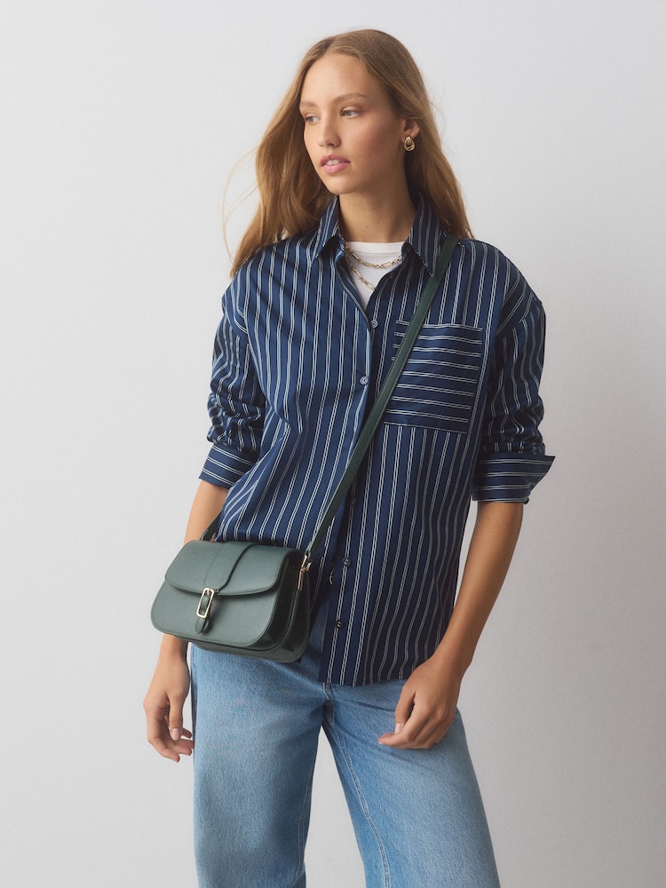 Green Belted Saddle Cross-Body Bag - Image 1 of 3 Green Belted Saddle Cross-Body Bag - Image 1 of 3