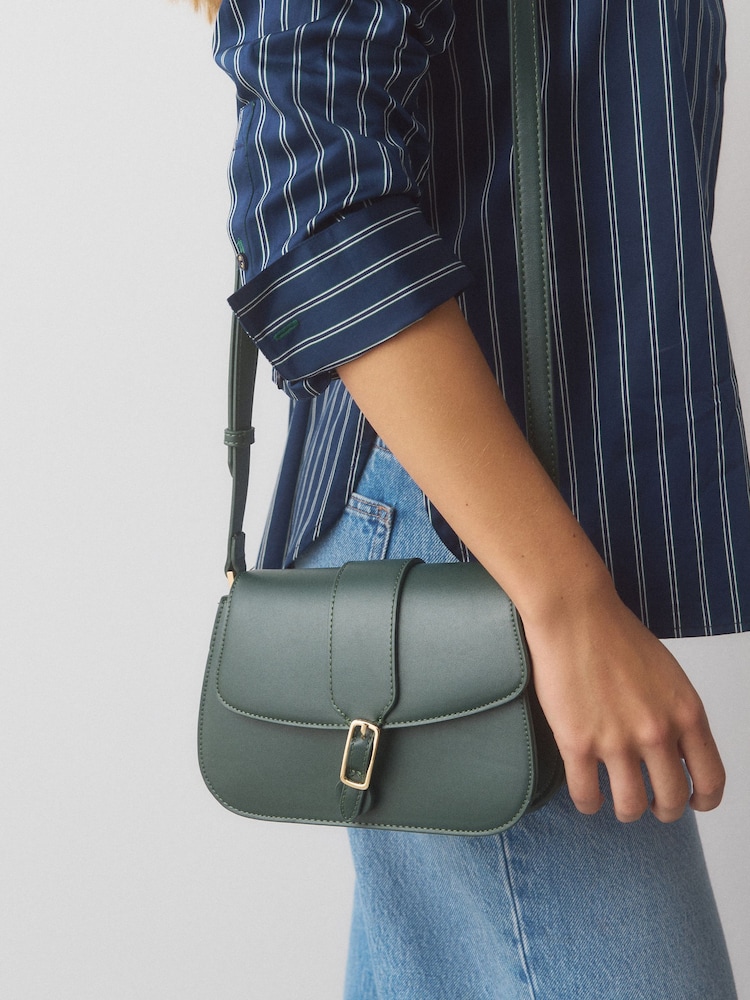 Green Belted Saddle Cross-Body Bag - Image 2 of 3 Green Belted Saddle Cross-Body Bag - Image 2 of 3