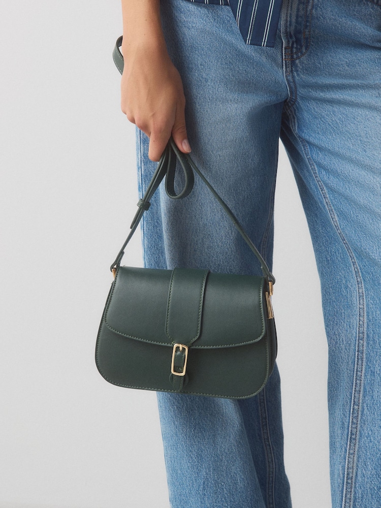 Green Belted Saddle Cross-Body Bag - Image 3 of 3 Green Belted Saddle Cross-Body Bag - Image 3 of 3