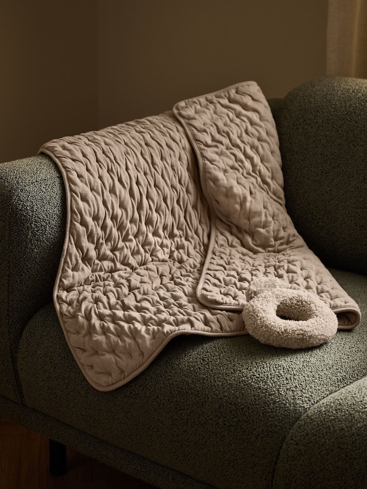 The Little Green Sheep Truffle Dimple Quilt Blanket - Image 4 of 4