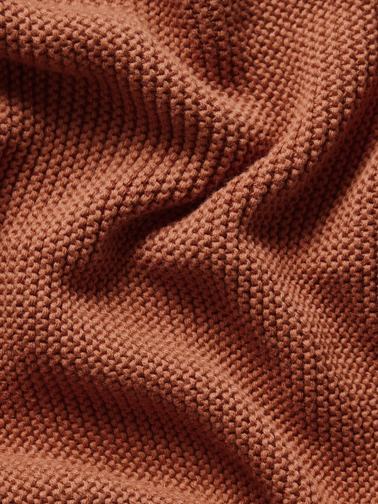 The Little Green Sheep Terracotta Knitted Cellular Baby Blanket - Image 2 of 3