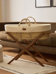 The Little Green Sheep Linen Wheat Knit Moses Basket & Mattress - Image 3 of 7