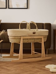 The Little Green Sheep Linen Wheat Knit Moses Basket & Mattress - Image 4 of 7