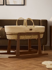 The Little Green Sheep Linen Wheat Knit Moses Basket & Mattress - Image 5 of 7