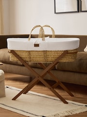 The Little Green Sheep White Wheat Knit Moses Basket & Mattress - Image 1 of 6