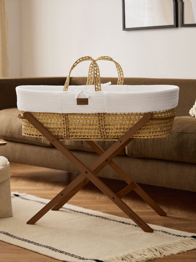 The Little Green Sheep White Wheat Knit Moses Basket & Mattress - Image 1 of 6 The Little Green Sheep White Wheat Knit Moses Basket & Mattress - Image 1 of 6