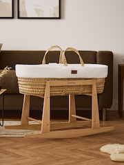 The Little Green Sheep White Wheat Knit Moses Basket & Mattress - Image 3 of 6