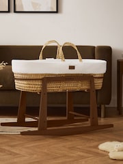 The Little Green Sheep White Wheat Knit Moses Basket & Mattress - Image 4 of 6