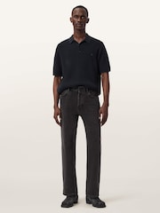 AllSaints Blue Aspen Short Sleeve Polo Shirt - Image 2 of 6