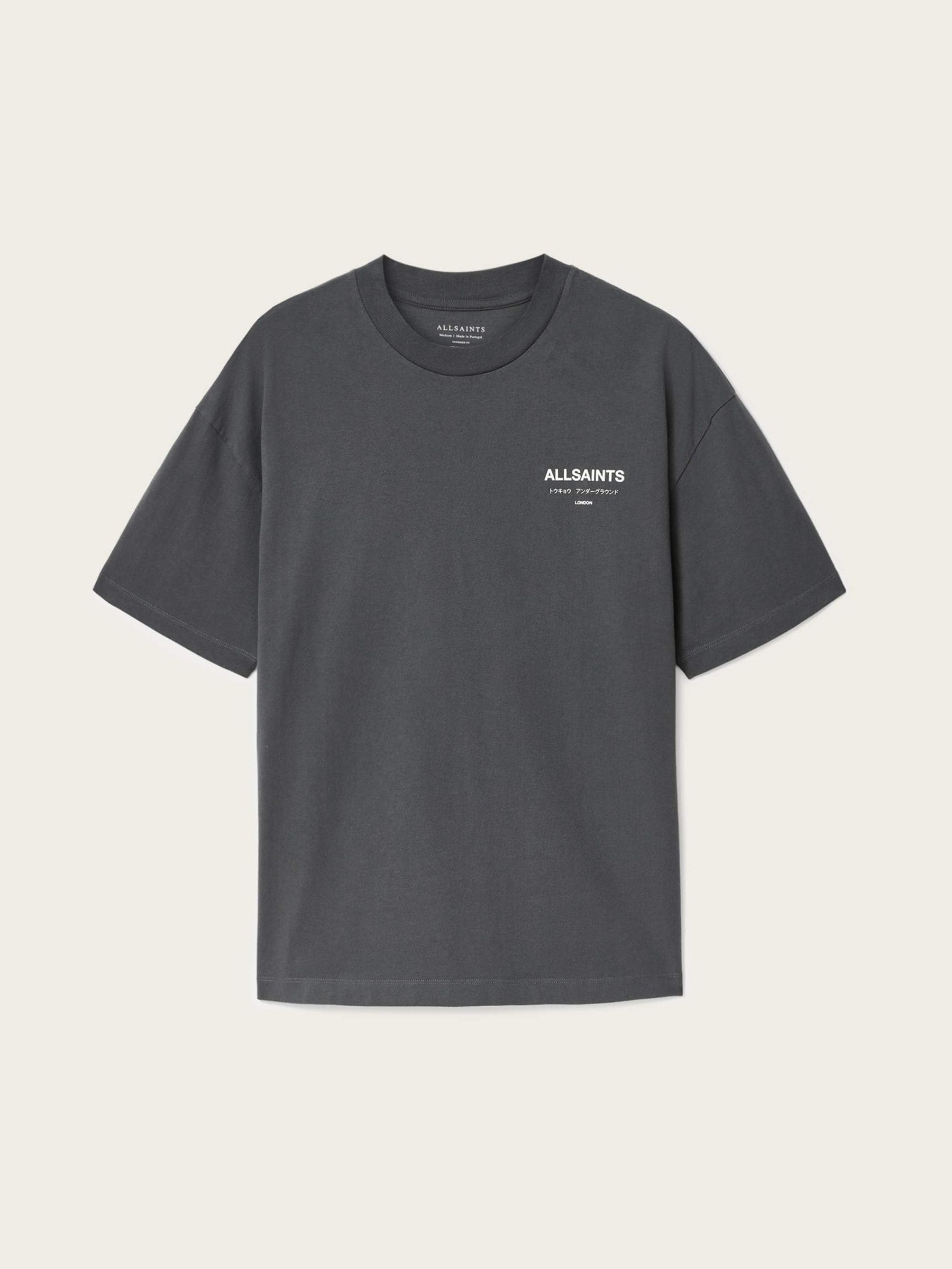 Buy AllSaints Dark Steel Blue Underground Oversized Cotton Crew