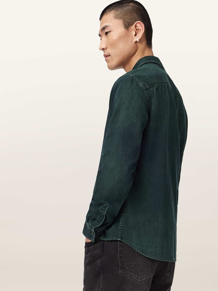 AllSaints Blue Gleason Long Sleeve Shirt - Image 2 of 6