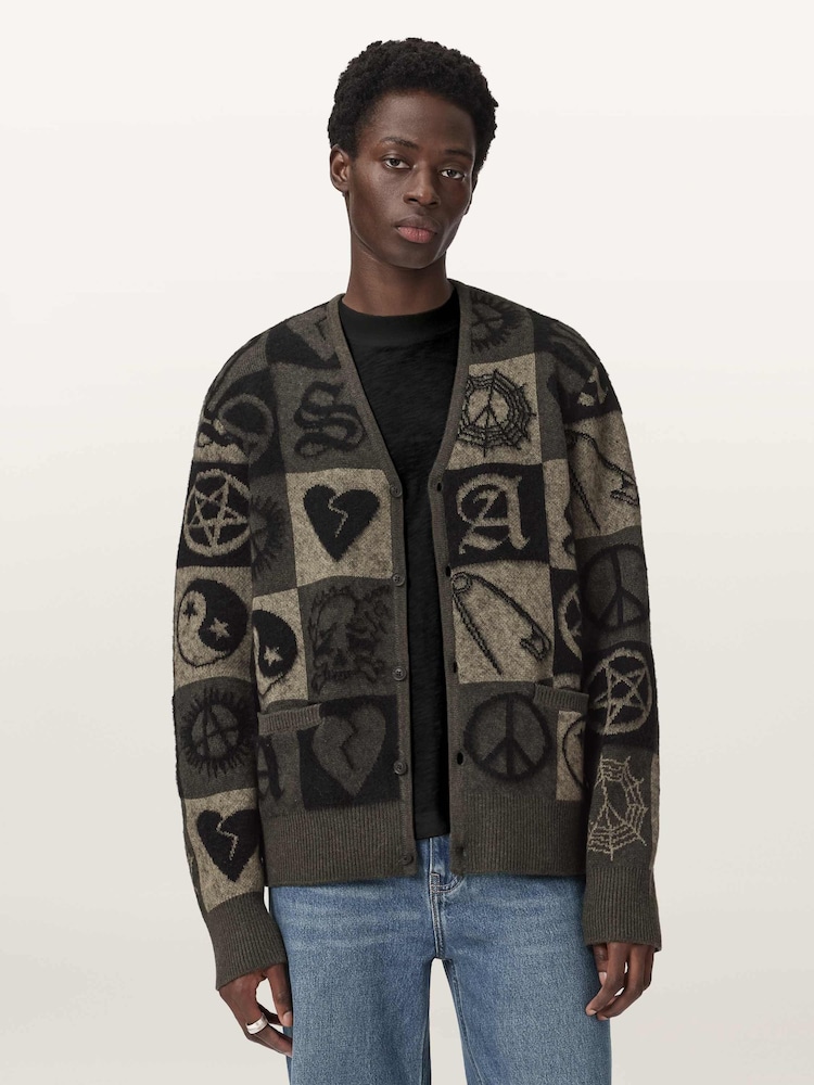 AllSaints Green Travis Cardigan - Image 1 of 7