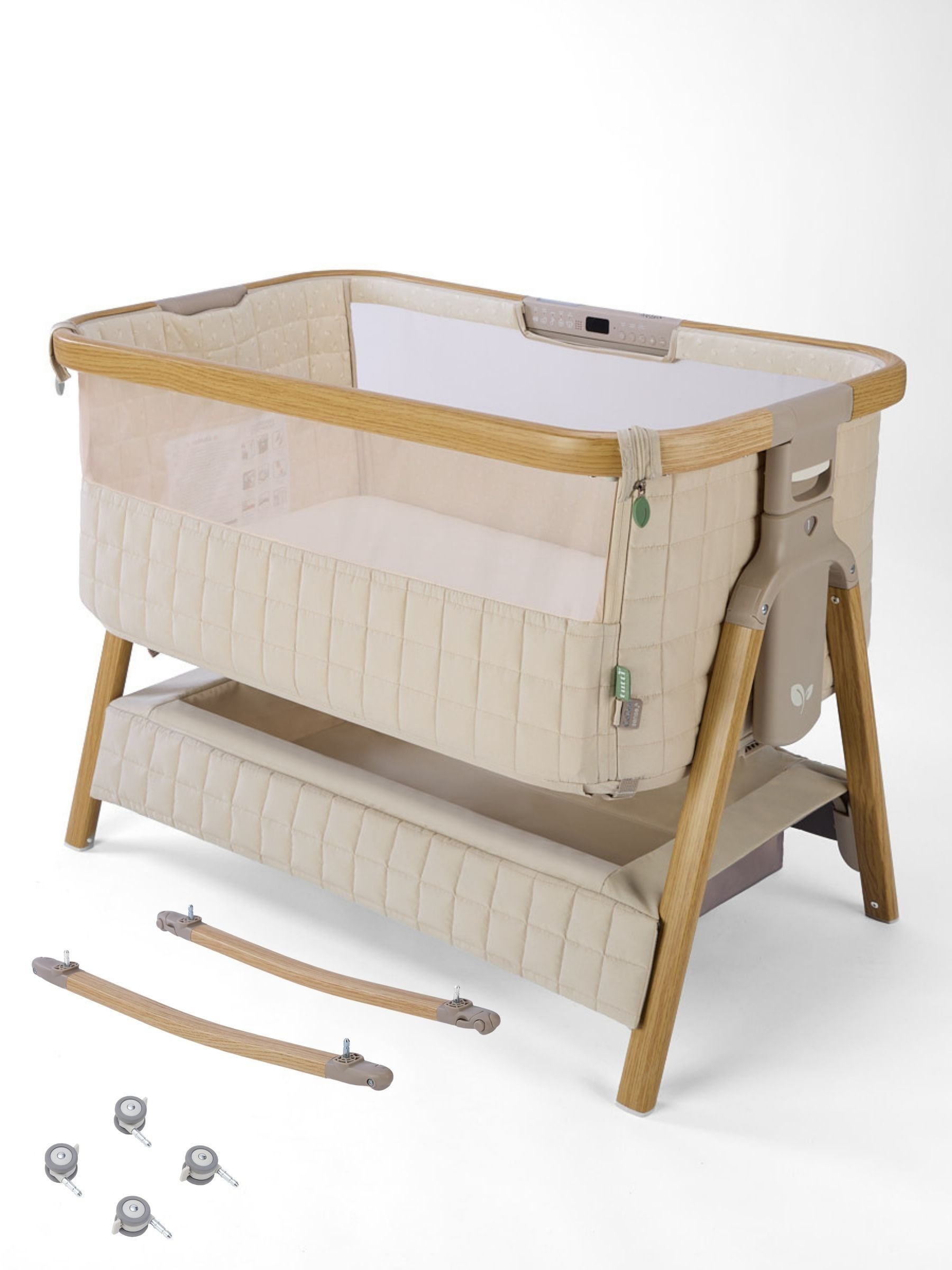 Tutti Bambini Unisex Newborn Toasted Oak Sand Cozee Sense Bedside Crib - Image 1
