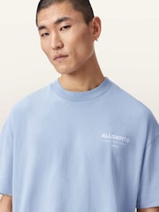 AllSaints Villa Blue Underground Oversized Cotton Crew Neck T-Shirt - Image 1 of 6
