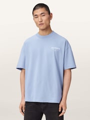 AllSaints Villa Blue Underground Oversized Cotton Crew Neck T-Shirt - Image 3 of 6