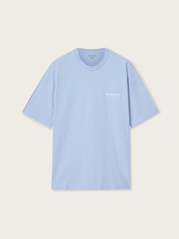 AllSaints Villa Blue Underground Oversized Cotton Crew Neck T-Shirt - Image 6 of 6