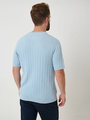 Saltwell Blue Cable Knit Crew Neck T-Shirt - Image 2 of 8