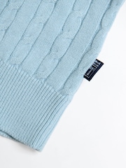 Saltwell Blue Cable Knit Crew Neck T-Shirt - Image 7 of 8