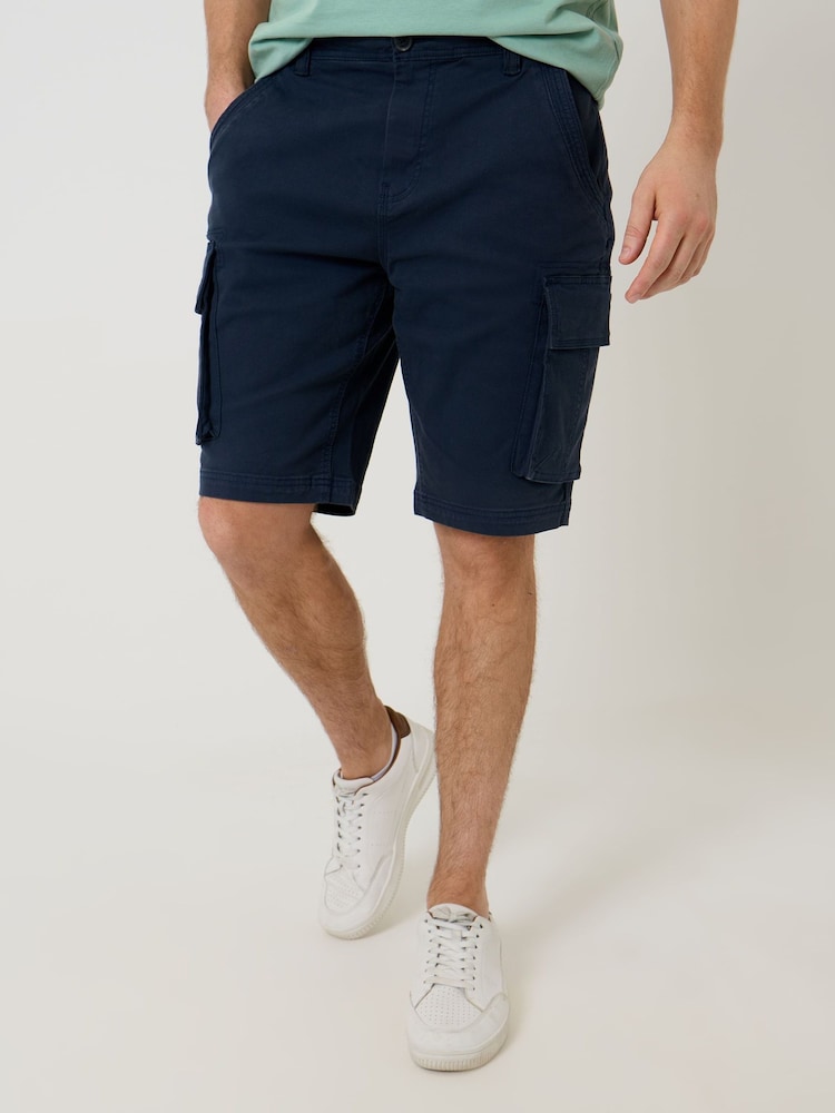 Saltwell Blue Stretch Cotton Cargo Shorts - Image 2 of 5 Saltwell Blue Stretch Cotton Cargo Shorts - Image 2 of 5