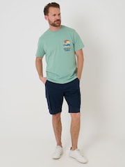 Saltwell Blue Stretch Cotton Cargo Shorts - Image 4 of 5