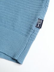 Albastru - Saltwell Textured Knit Short Sleeve Polo Shirt - Imaginea 6 din 6