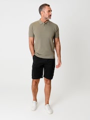 Verde - Saltwell Textured Knit Short Sleeve Polo Shirt - Imaginea 3 din 6