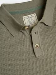 Verde - Saltwell Textured Knit Short Sleeve Polo Shirt - Imaginea 5 din 6