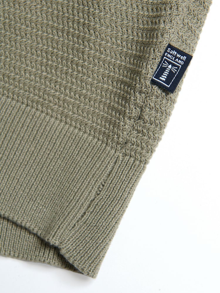 Verde - Saltwell Textured Knit Short Sleeve Polo Shirt - Imaginea 6 din 6