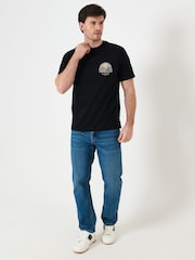 Saltwell Black Traveller Print Cotton T-Shirt - Image 3 of 6