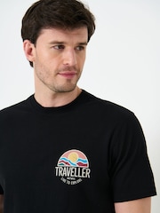 Saltwell Black Traveller Print Cotton T-Shirt - Image 4 of 6