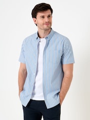 Saltwell Blue Stripe Peached Cotton Short Sleeve Shirt - Image 1 of 6