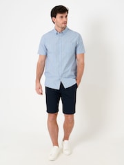Saltwell Blue Stripe Peached Cotton Short Sleeve Shirt - Image 3 of 6