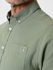 Зеленый - Saltwell Linen Rich Long Sleeve Shirt - Изображение 3 4