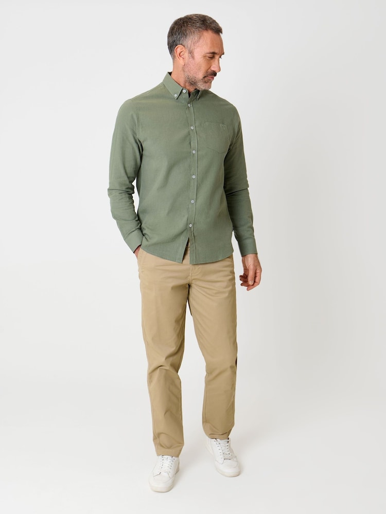 Зеленый - Saltwell Linen Rich Long Sleeve Shirt - Изображение 4 4