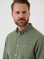 Vert - Chemise Saltwell à manches longues riche en lin - Image 5 de 6