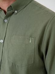 Vert - Chemise Saltwell à manches longues riche en lin - Image 6 de 6