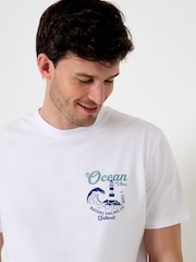 Saltwell White Ocean Vibes Print Cotton T-Shirt - Image 4 of 6