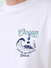 Saltwell White Ocean Vibes Print Cotton T-Shirt - Image 5 of 6