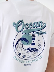 Saltwell White Ocean Vibes Print Cotton T-Shirt - Image 6 of 6