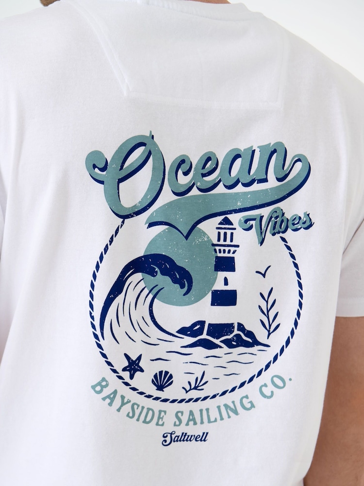 Saltwell White Ocean Vibes Print Cotton T-Shirt - Image 6 of 6 Saltwell White Ocean Vibes Print Cotton T-Shirt - Image 6 of 6