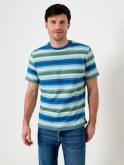 Saltwell Green Stripe Peached Cotton T-Shirt - Image 1 of 6