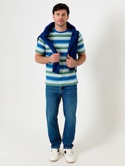 Saltwell Green Stripe Peached Cotton T-Shirt - Image 3 of 6