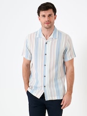 Saltwell Cream Textured Stripe Boxy Short Sleeve Shirt - Image 1 of 5
