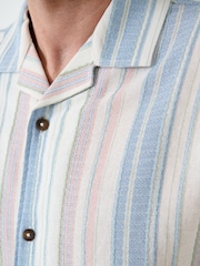 Saltwell Cream Textured Stripe Boxy Short Sleeve Shirt - Image 4 of 5