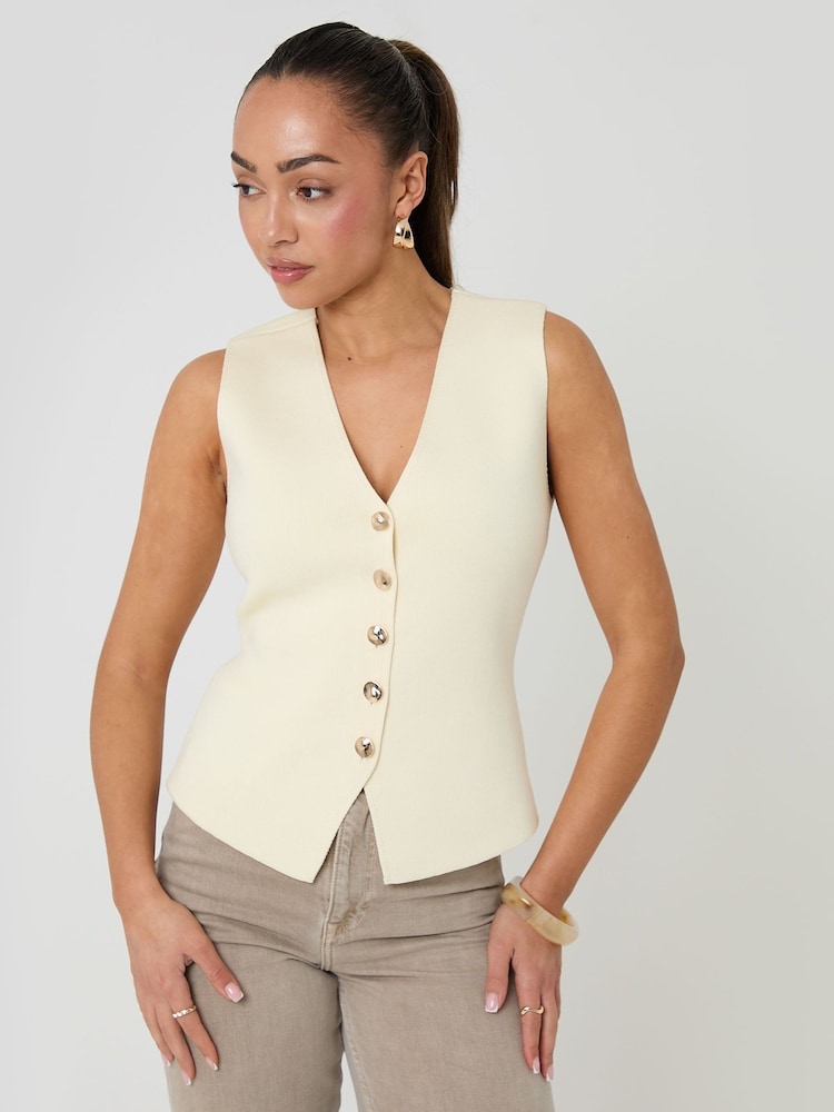 Threadbare Yellow V-Neck Knitted Waistcoat - Image 1 of 4