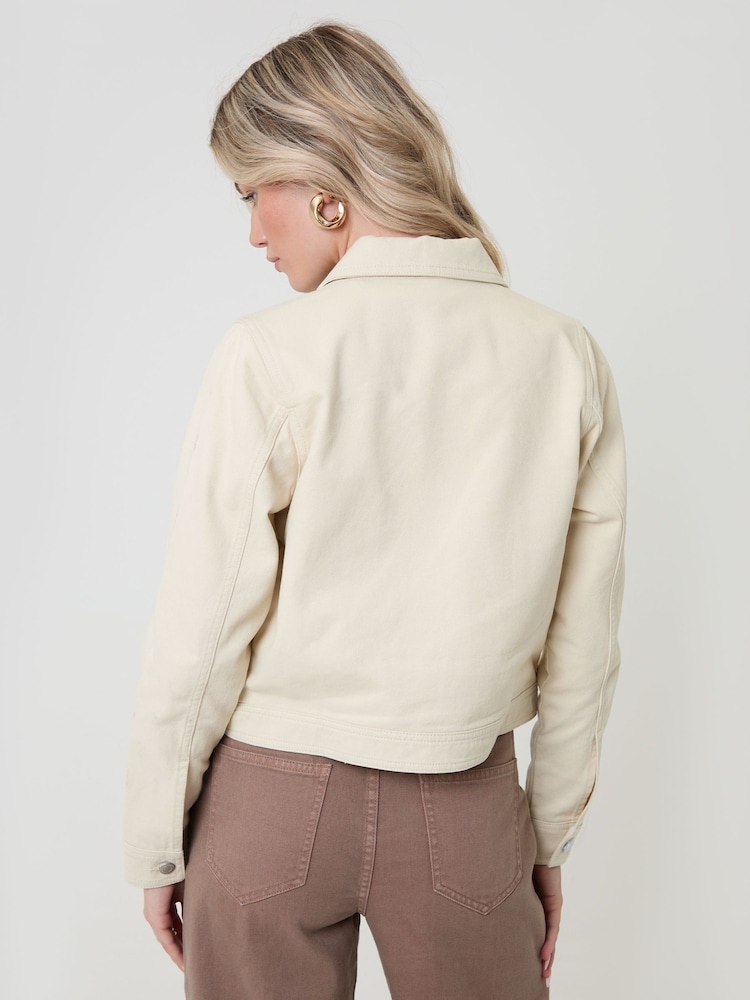 Threadbare Cream Denim Jacket with Patch Pockets - Image 3 of 3